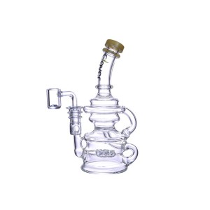 Clover Glass - 8" Swirl Inline Perc Recycler Water Pipe 14Female [WPE-477]